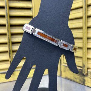 Hawaiian Na Hoku Stainless Steel and Koa Wood Link Bracelet